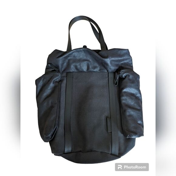 Cote et Ciel Saar black waxed canvas backpack tote